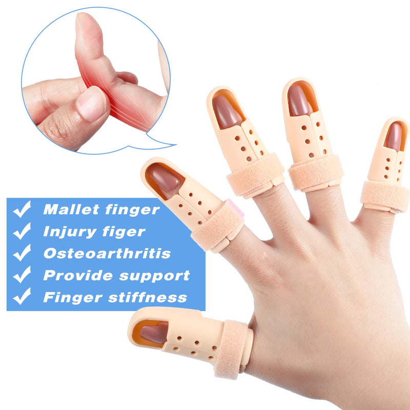 [Australia] - 10 Pieces Finger Splint Mallet Finger Support Finger Splint Brace Plastic Finger Support Protector for Adjustable Finger Immobilizer for Basketball Finger Joint Protection, 5 Sizes 