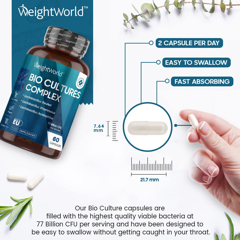 [Australia] - Bio Cultures Complex 77 Billion CFU - 20 Live Bacterial Cultures with Prebiotics - 60 Vegan Capsules - Gut Health & Digestive Enzyme Supplement With Lactobacillus Acidophilus, Reuteri, Bifidobacterium 