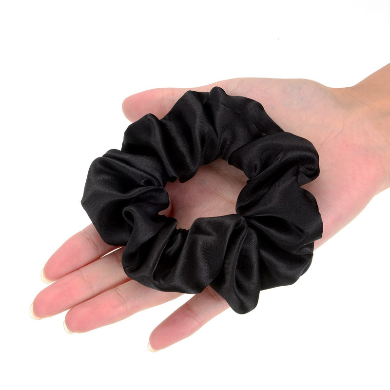 [Australia] - 10 Pieces Satin Hair Scrunchies Elastic Hair Bobbles Scrunchies Hair Ties for Kids Adults, Black 