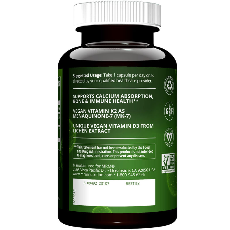 [Australia] - Nutrition Vegan Vitamin D3 & K2 | Bone + Cardiovascular Health | 2500 IU/80mcg | Immune Function | 60 Servings 