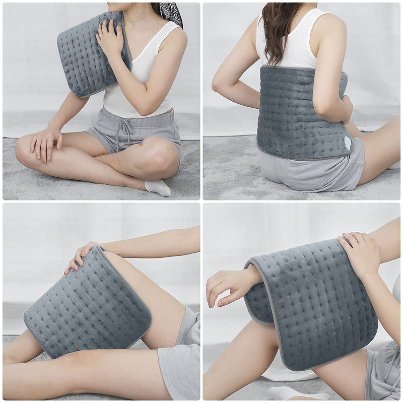 [Australia] - RENPHO Large Electric Heating Pad, Ultra-Soft Back Heat Pad with 3 Heat Levels, Keep Warming Arm, Leg, Neck and Shoulder, Auto Shut Off - 60�30cm -Gray A-gray 