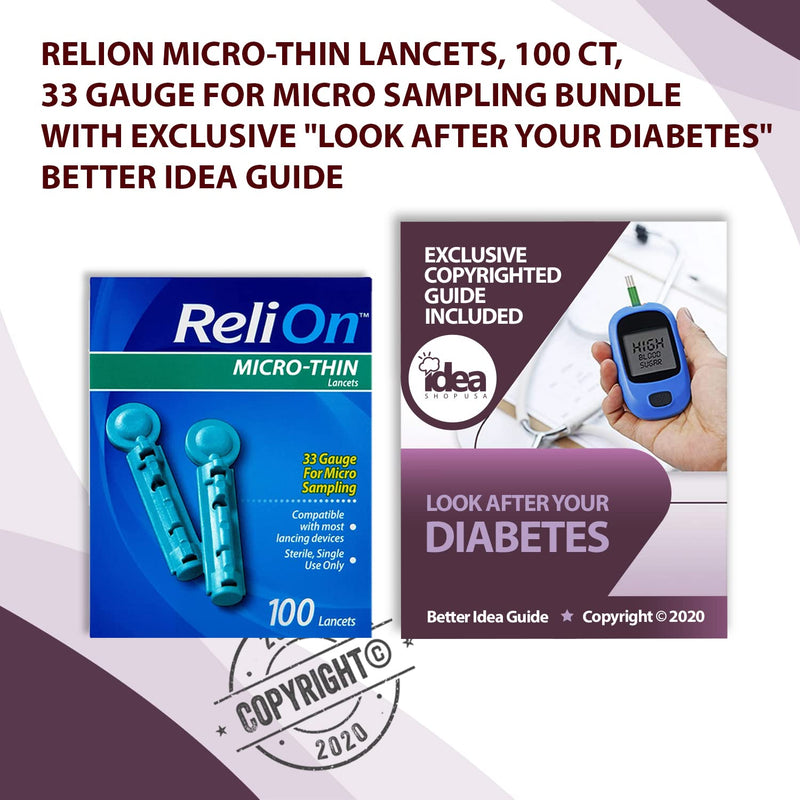 [Australia] - ReliOn Micro-Thin Lancets, 100 Ct, 33 Gauge for Micro Sampling Bundle with Exclusive "Look After Your Diabetes" - Better Idea Guide (2 Items) 1 