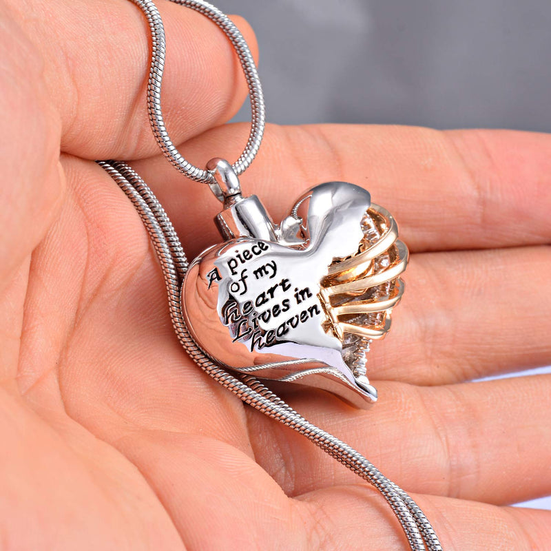 [Australia] - Eternaloved A Piece of My Heart Lives in Heaven Memorial Urn Heart Cremation Necklace,Men/Women Pendant Grandpa 