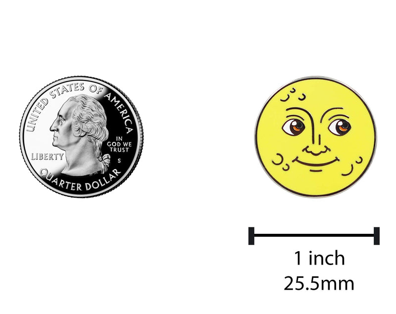 [Australia] - REAL SIC Moon Emoji Enamel Pin - Full Moon & New Moon Lapel Pin - Cute, Kawaii & Occult Pins for Jackets, Backpacks, Hats, Bags & Tops 