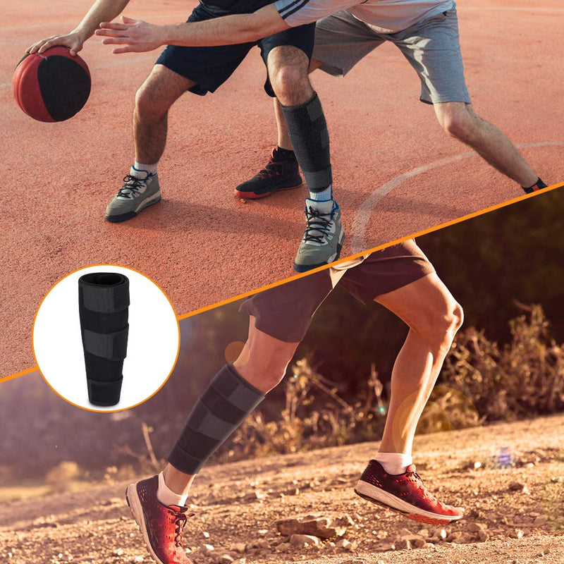 [Australia] - Calf Brace, Shin Splint Support Lower Leg Compression Wrap with Adjustable Three Anti-Slip Strap Support for Pulled Calf Muscle Pain Strain Injury, Sprain and Swelling, Fits Men and Women (Black) 