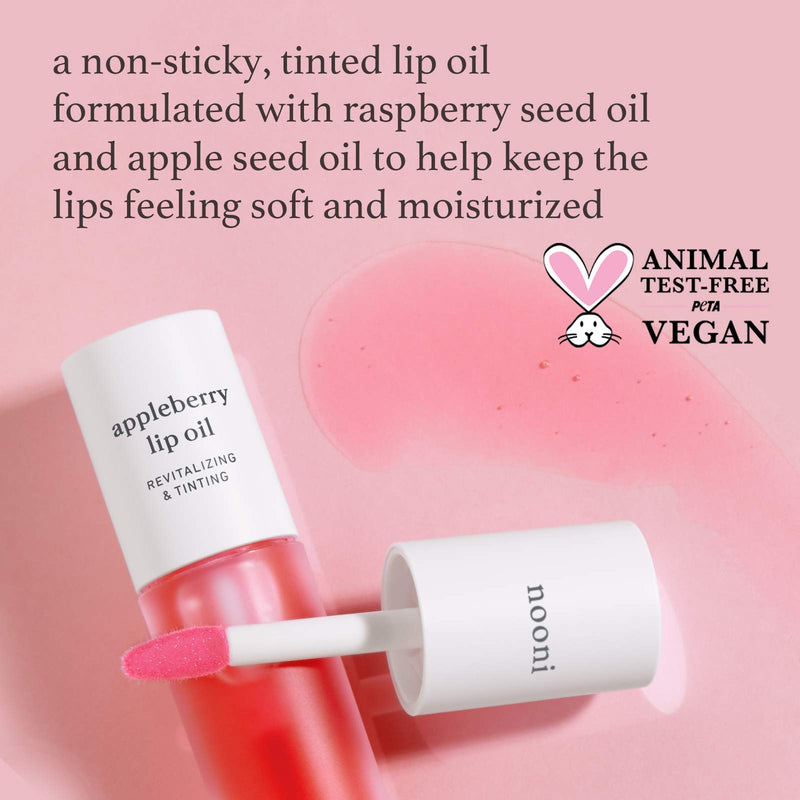 [Australia] - NOONI Appleberry Lip Oil | Korean Lip Oil To Soothe Dry Lips | Skincare, Vegan, Cruelty-free, PETA Certified, Paraben-free, Mineral-Oil free 