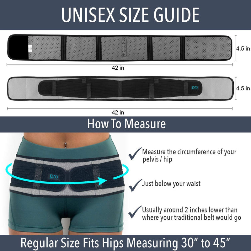 [Australia] - Sacroiliac Hip Belt for Women & Men That Alleviate Sciatica, Lower Back & Lumbar Pain Relief. Diamond Back Brace Provides SI Joint Pelvic Support Nerve Compression & Stability Anti-Slip (Regular Size) Regular (Fits Hip Size 30" - 45") 
