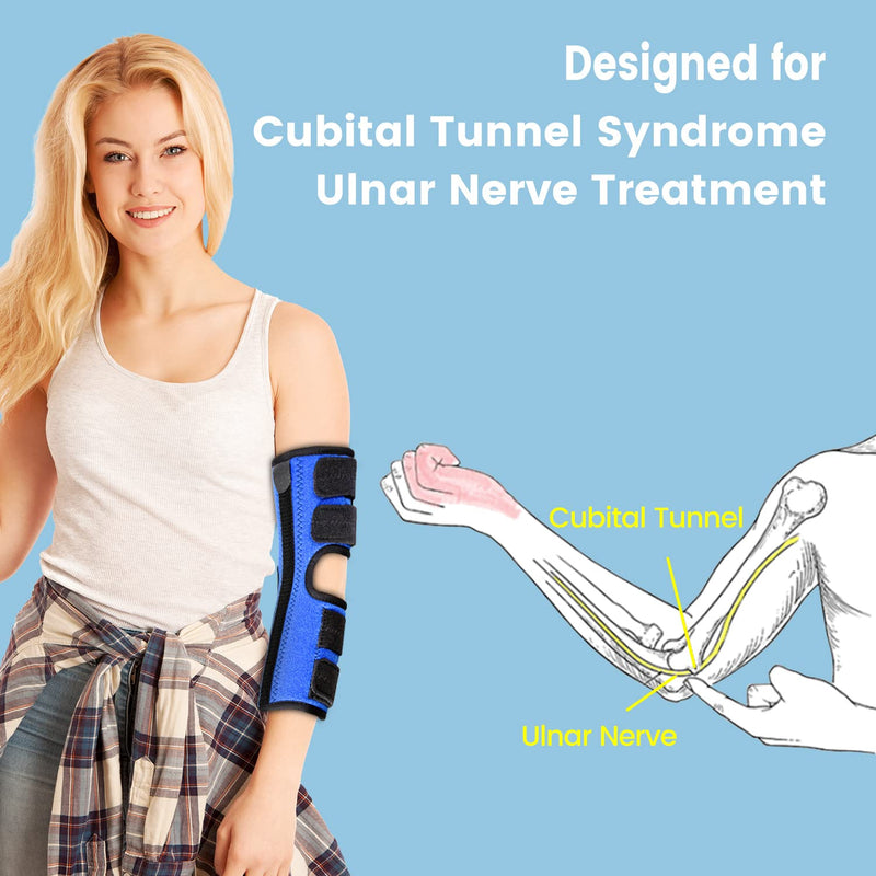 [Australia] - Elbow Brace, Night and Day Splint for Ulnar Nerve Entrapment for Left and Right, Cubital Tunnel Syndrome Physical Therapy and Recovery, Arm Immobilizer for Sleep and Work, for Woman, Man - L/XL 
