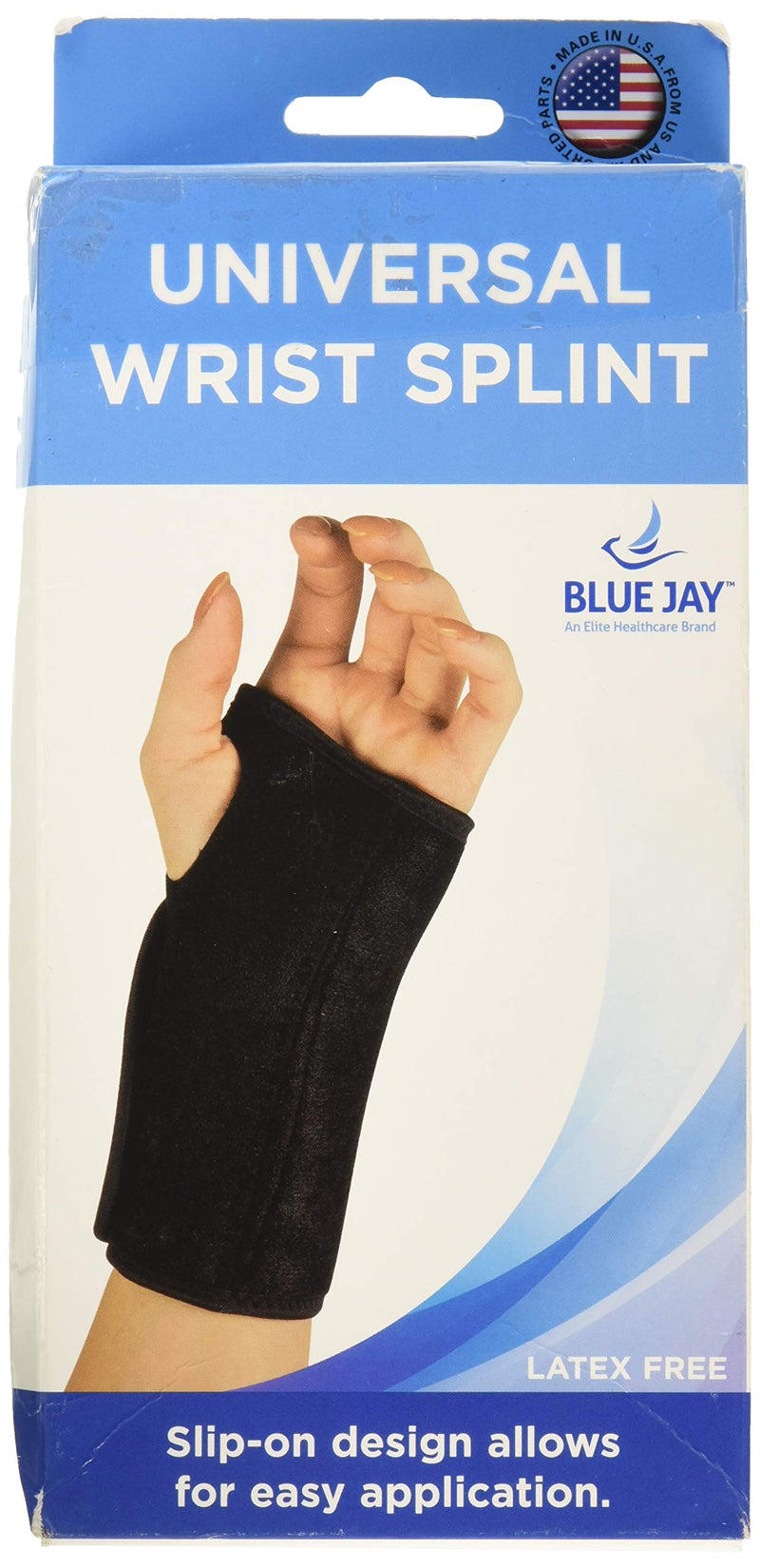 [Australia] - Blue Jay An Elite Healthcare Brand Universal Cockup Wrist Splint for Carpal Tunnel Syndrome | Black Slip-on Wrist Splint Brace | 5.5" - 8.5" 
