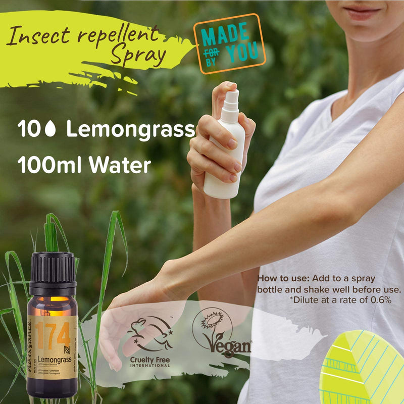 [Australia] - Naissance Lemongrass (Flexuosus) Essential Oil (#174) 10ml - Pure, Natural, Steam Distilled, Cruelty Free, Vegan & Undiluted - for use in Aromatherapy and Diffusers 