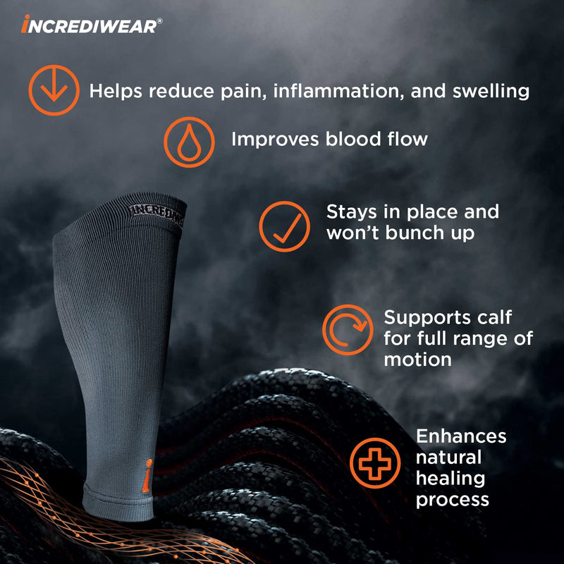 [Australia] - Incrediwear Calf Sleeve - Calf Sleeves for Men and Women to Help with Muscle Pain Relief, Shin Splints, and Muscle Recovery (Charcoal, Large) Large (Pack of 1) 