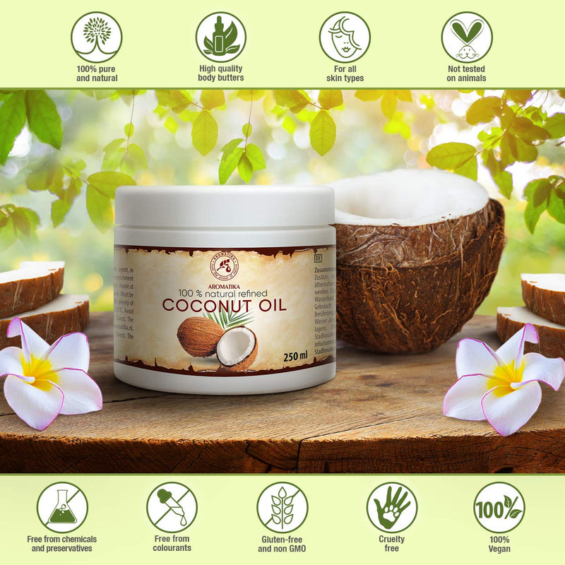 [Australia] - Coconut Oil 250ml - Cocos Nucifera Oil - Indonesia - 100% Pure & Natural Cold Pressed - Best Benefits for Skin Hair Face Body Care - Unrefined Coconut Oils 