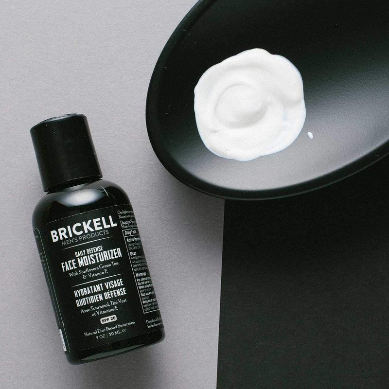 [Australia] - Brickell Men's Daily Defense Face Moisturizer for Men, Natural and Organic, Zinc SPF20 Face Moisturizing Sunscreen, Hydrates and Protects Skin Against Harmful UVA/B rays, 59 ml, Unscented 
