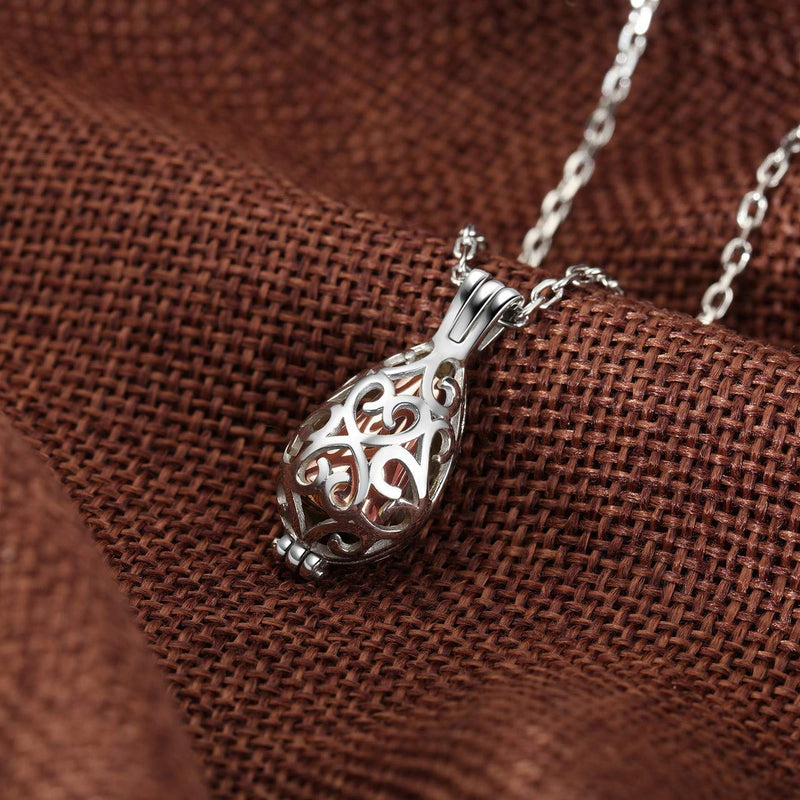 [Australia] - Zysta Urn Locket Necklaces for Ashes Hollow Waterdrop/Lotus Pendant Lockets Necklaces for Women Urns Cremation Jewelry Ash Keepsake Gift Waterdrop (Rose Gold） non-engraving 