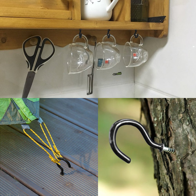 [Australia] - FineGood 25 Pack Cup Hook Ceiling Hooks, Vinyl Coated Screw Hanger for Indoor and Outdoor Use - Black 