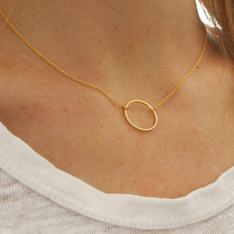 [Australia] - DeScount Dainty Geometric Pendant Necklace,Triangle,Circle,Square,Bar,Star Layering Pendant Necklaces for Women Circle 