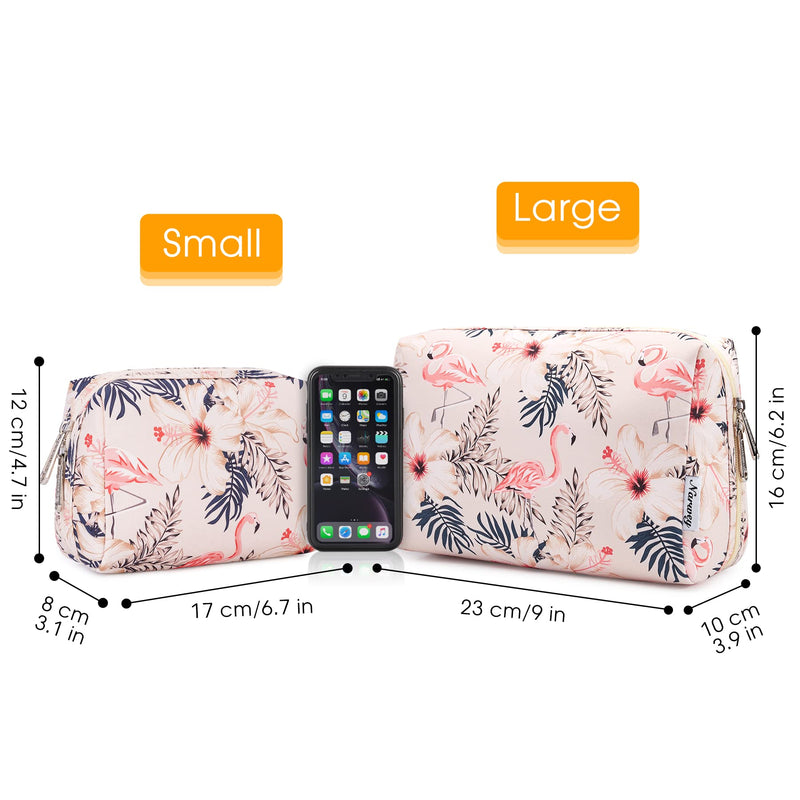 [Australia] - Small Makeup Bag for Purse Travel Makeup Pouch Mini Cosmetic Bag for Women Girls (Beige Flamingo, Small) Beige Flamingo S 
