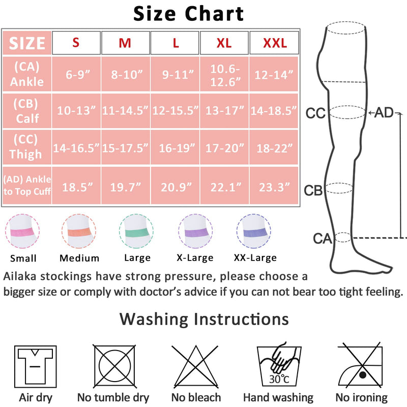 [Australia] - Ailaka Anti Embolism Compression Stockings for Men Women, 15-20mmHg Thigh High TED Hose Stockings with Inspect Toe Hole, Graduated Support for Venous Thrombosis, Edema, Post Surgery Recovery S (1 pair) White 