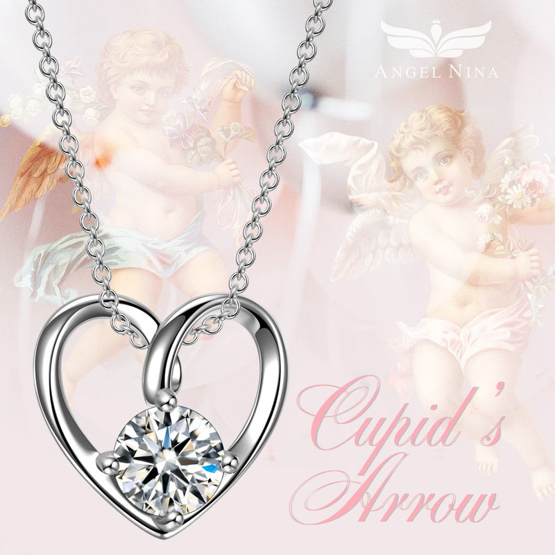[Australia] - ANGEL NINA Gifts for Women Christmas 925 Sterling Silver Cupid Arrow Heart Pendant Necklace with Cubic Zirconia Jewelry for Women Girls Gifts for Her with Gifts Box Cupid Arrow Necklace 