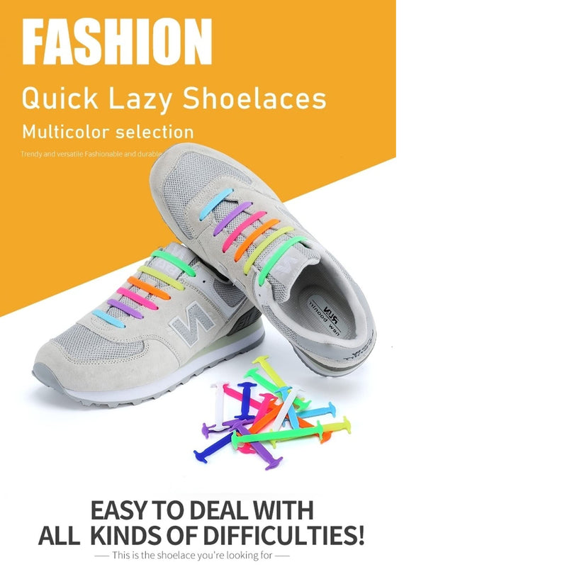 [Australia] - No Tie Laces for Kids and Adults, Elastic Laces for Trainers, Silicone Tieless Flat Shoelaces for Running Shoes 12pcs for KIDS Black 