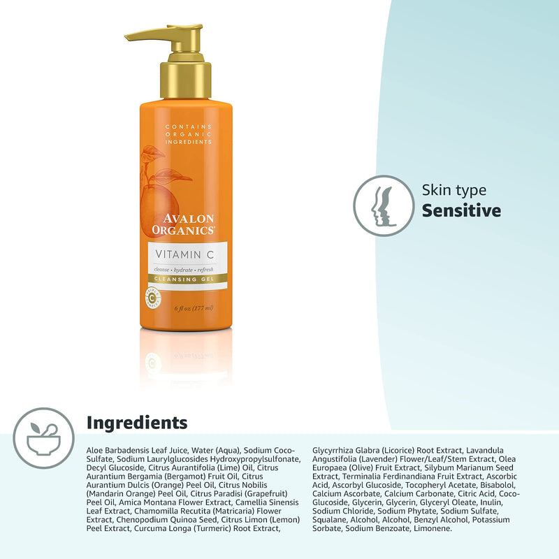 [Australia] - Avalon Organics Cleansing Gel with Vitamin C, 6 Oz 