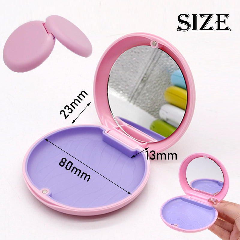 [Australia] - Retainer case, Retainer Case with Mirror, Orthodontic Denture Box with Magnetic Seal Textured Liner, Multifunctional Mouth Guard Denture Case for Retainers, Mouthguards, Braces (Pink) 