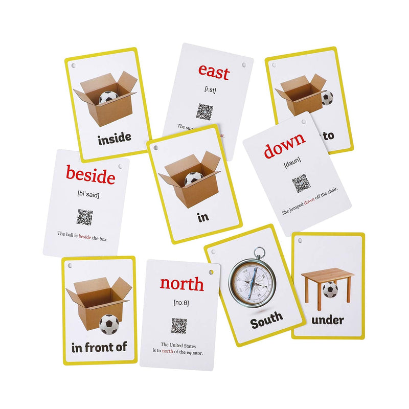 [Australia] - FieldDream 23pcs Positional Toddlers Flash Cards with Pictures Baby Learning Games Toys Education Flashcards for Kids Classroom Decoration Kindergarten Preschoolers with Ring Gifts 