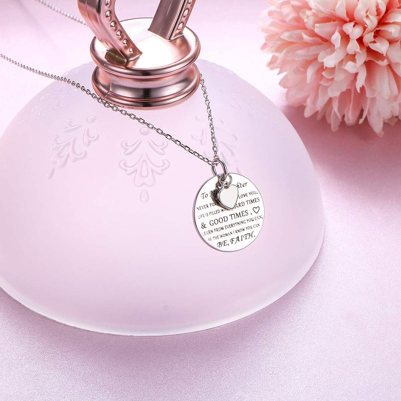 [Australia] - S925 Sterling Silver Daughter Heart Pendant Necklace Gift Jewelry Daughter 3 