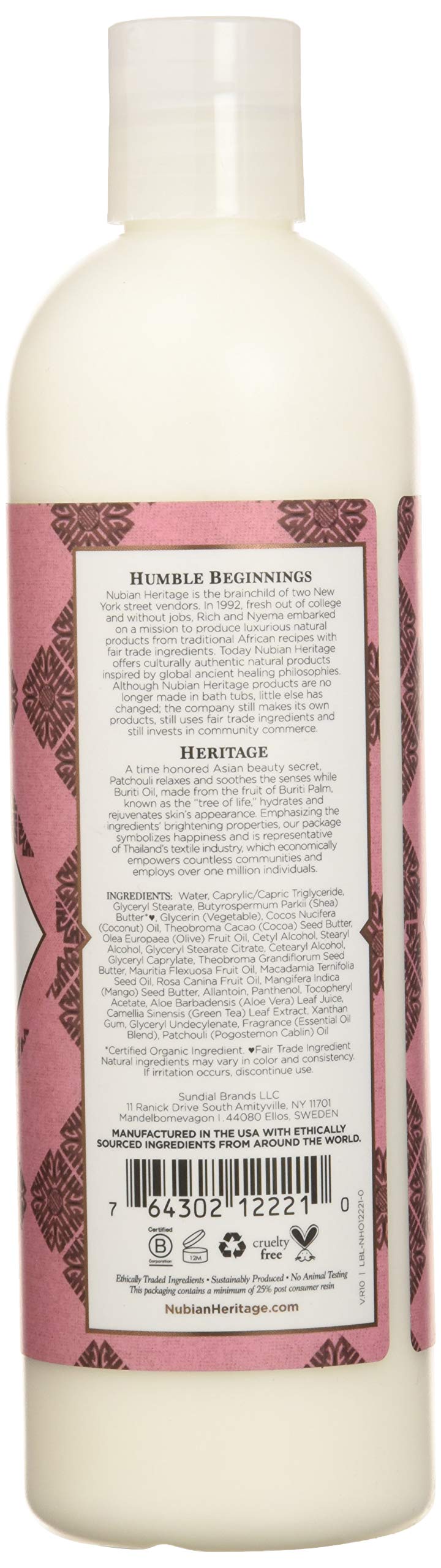 [Australia] - Nubian Heritage Body Lotion with Shea Butter and Rose Hips Lotion PATCHOULI & BURITI,13 fl oz 