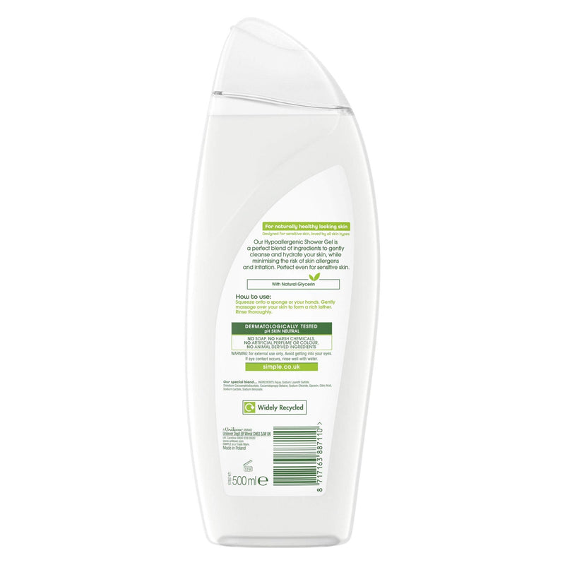 [Australia] - Simple Kind to Skin Hypoallergenic dermatologically tested Shower Gel for sensitive skin 500 ml 