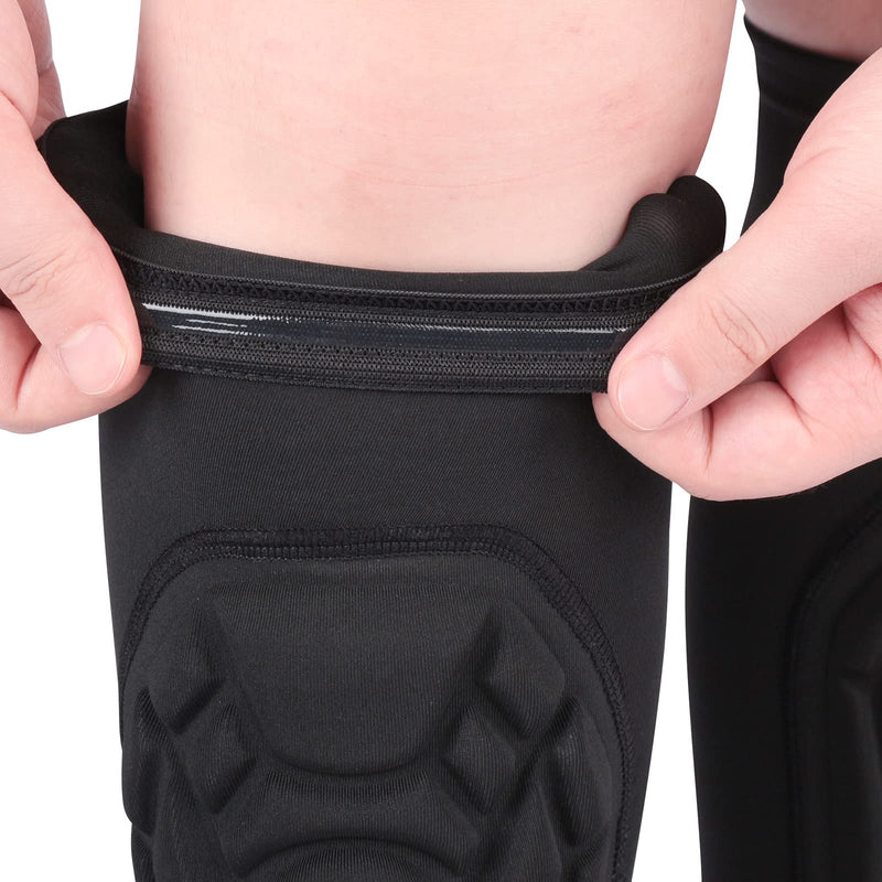 [Australia] - HOBRAVE 2PCS Soccer Shin Guards Padded Calf Compression Sleeves Supports for Shin Splint XX-Large Black 