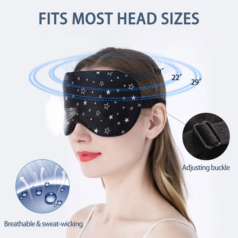 [Australia] - 100% Silk Sleep mask with Adjustable Strap,Comfortable and Super Soft Eye mask Ultimate Sleeping aid,blindford Silver Stars Silverstar 