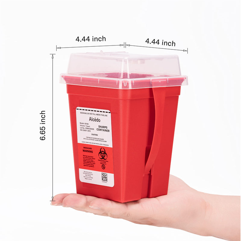 [Australia] - All New Alcedo Sharps Container for Home Use and Professional 1 Quart Plus (3-Pack), Biohazard Needle and Syringe Disposal, Small Portable Container for Travel 