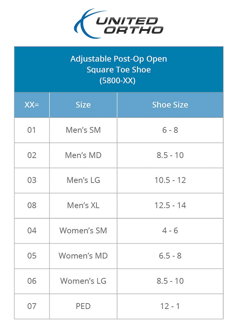 [Australia] - United Ortho Adjustable Post-Op Open Square Toe Shoe- Men's, Black, Small 