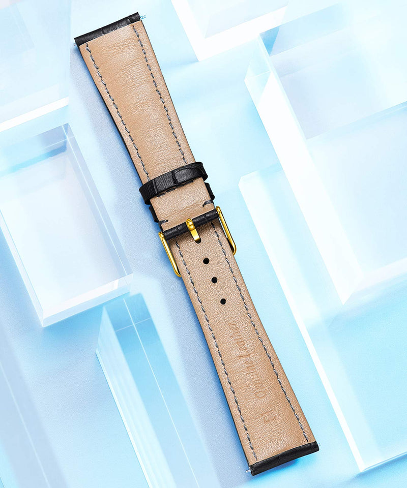 [Australia] - BINLUN Genuine Leather Replacement Watch Band Multicolor Waterproof for Men Women(12mm,14mm,16mm,17mm,18mm,19mm,20mm,21mm,22mm,23mm,24mm) 12MM G-Black 