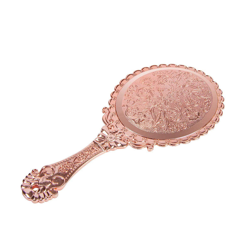 [Australia] - Handheld Mirror with Handle Vintage Compact for Personal Makeup Vanity Hand Held Mirror Tone Victorian Vanity Mirror 9.8x4.5in Rose Gold 