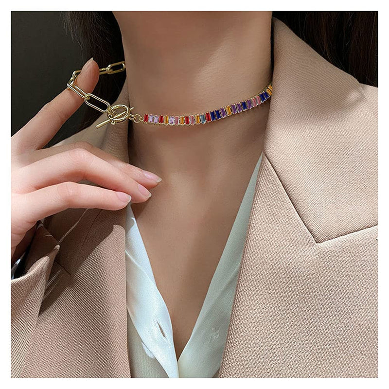 [Australia] - HaHaGirl Rhinestone Choker Necklace for Women Gold Color Collar Chain Pearl Choker Necklace Charm Valentine Jewelry Girls Gifts 01 GOLD COLOR 