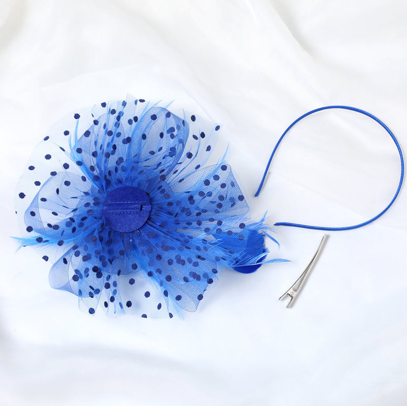 [Australia] - BABEYOND Women's Fascinators Hat Mesh Feather Fascinator Veil Kentucky Derby Hat for Cocktail Tea Party Blue 