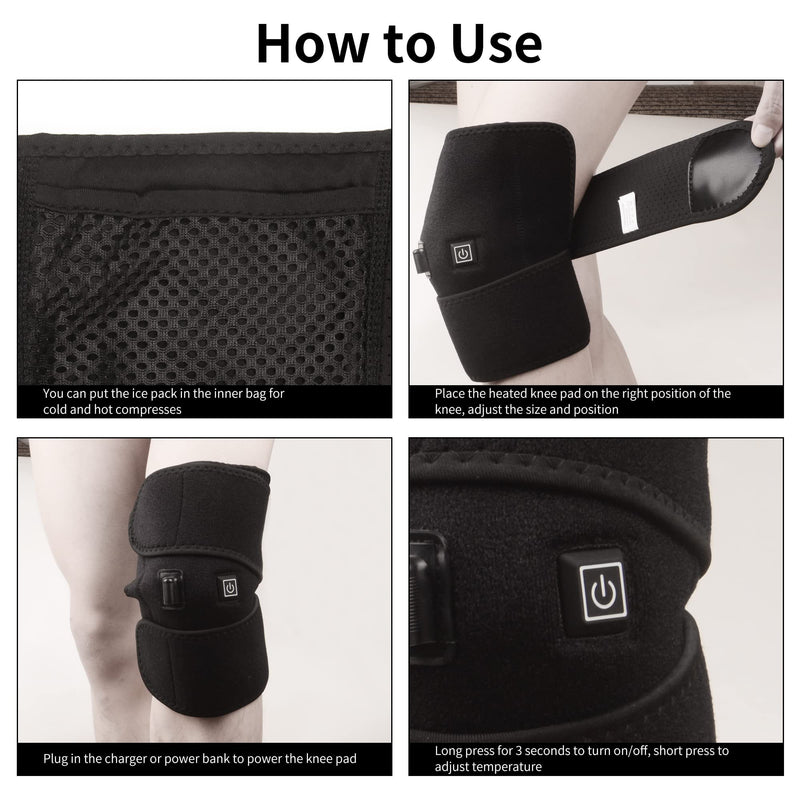 [Australia] - Heated Knee Brace Wrap, Knee Heating Pad for Arthritis Pain Relief, Electric Heat Knee Support with 3 Temperature Control Thermal Therapy for Joint Soreness, Swelling, Cramps, Rheumatism(No Battery) 