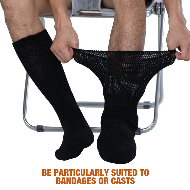 [Australia] - Bulinlulu Extra Wide Socks for Swollen Feet- 4 Pairs Super Wide Diabetic Socks for Men,Hospital Bariatric Socks Edema Socks Women,Cast ,Lymphedema Socks 4 Pairs Black Without Grips 