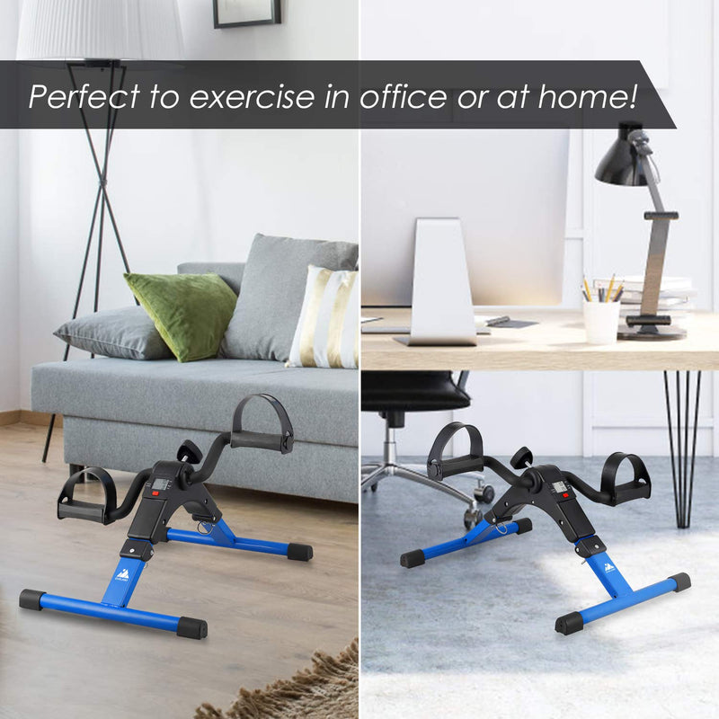 [Australia] - EVOLAND Pedal Exerciser Bike, Portable Home Fitness Mini Exercise Bike, Arm Leg Folding Exerciser Fitness Cycling with LCD Monitor and Adjustable Resistance, None Slip Mat Included Blue 