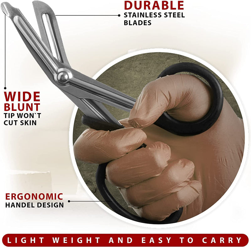 [Australia] - One Hand Medical Tourniquet Combat Application First Aid + Trauma Shear+ Molle Pouch - First Responder, EMT, Paramedics, Soldiers, Police (Black) Black 