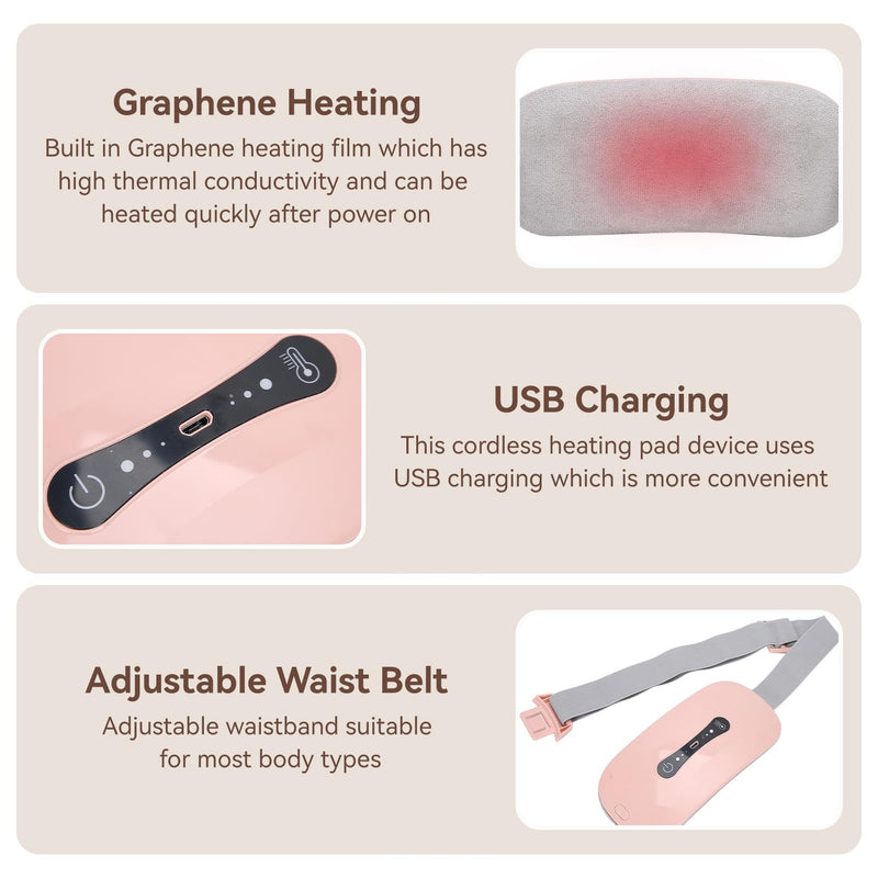 [Australia] - Menstrual Heating Pad, Electric Cordless Heating Waist Belt, Rechargeable Heated Massage Pad for Menstrual / Period, Stomachache, Back or Belly Pain Relief 