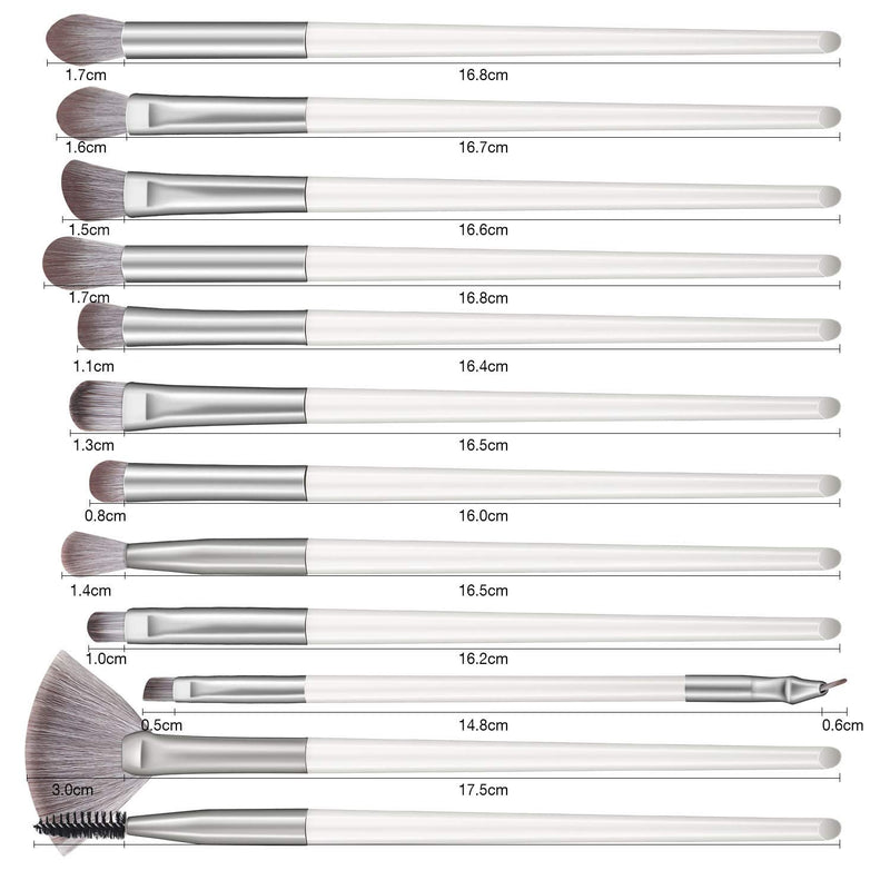 [Australia] - Tenmon 12 Pcs Eye Brush Set, Makeup Brush Set Professional Eye Makeup Brushes For Eyeshadow Concealer Eyeliner Brow Blending Brush Tool (white) white 