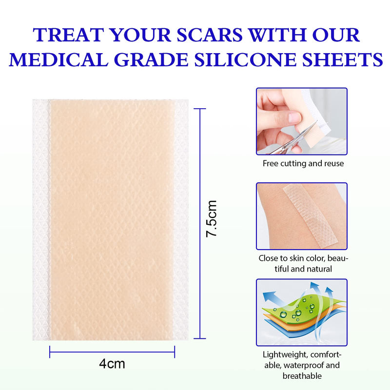 [Australia] - Silicone Scar Sheets, Professional for Scars Caused by C-Section, Surgery, Burn, Keloid, Acne, and More(7.6CMX4CM, 20PCS) 7.6CMX4CM, 20PCS 