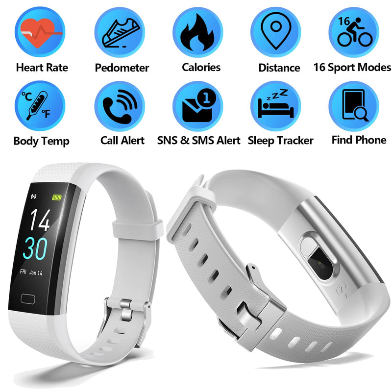 [Australia] - ENGERWALL Fitness Tracker with Step Counter /Calories /Stopwatch, Activity Tracker with Heart Rate Monitor, IP68, Health Tracker with Sleep Tracker, Smartwatch, Pedometer Watch for Women Men Kids Grey 