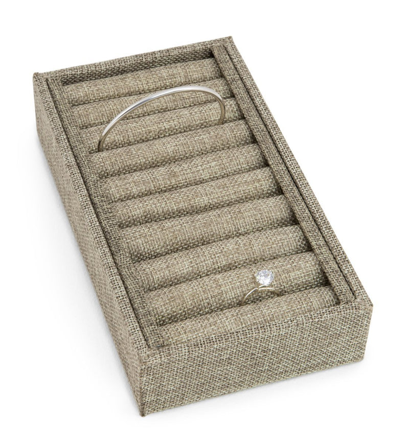 [Australia] - Burlap Slotted Ring and Bangle Display Tray (9 Slot) 9 Slot 