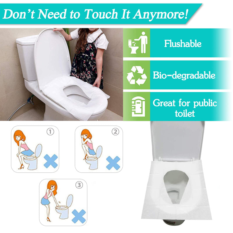 [Australia] - 60PCS Disposable Toilet Seat Covers, Flushable Toilet Seat Covers for Kids Adults Pregnant Women, Disposable Toilet Seat Cover for Travel, Use in Public Toilets 