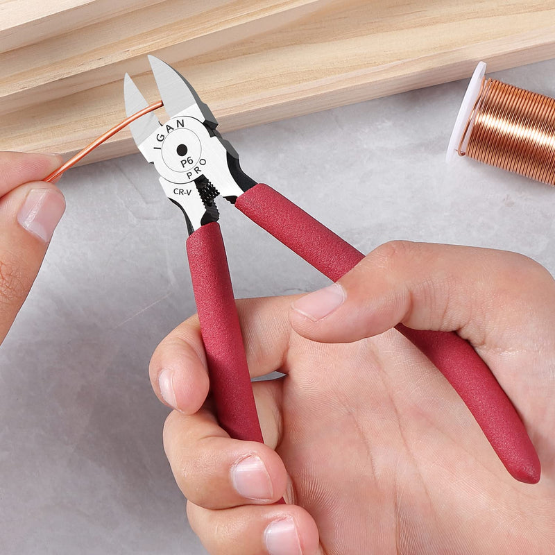 [Australia] - IGAN-P6 Wire Flush Cutters, 6-inch Ultra Sharp & Powerful Side Cutter Clippers with Longer Flush Cutting Edge, Ideal Wire Snips for Crafting, Floral, Electrical & Any Clean Cut Needs Pack 1 