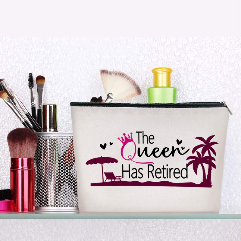 [Australia] - WIEZO-USA Ement Gifts for Best Friend,Sister,Coworker,Wife,Mom,Aunt,Grandma,The Queen Has Retired,Gift for Retirement Parties,Waterproof Cosmetic Bag Makeup Bag Gift 